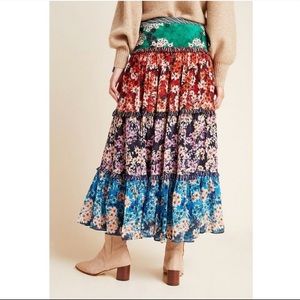 Anthropologie Anarosa Tiered Maxi Skirt